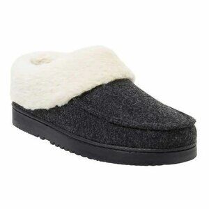 NO BOX Dearfoams Women's Faux Fur Lined Slip On Clog Charcoal Size 7-8 $70 KK301
